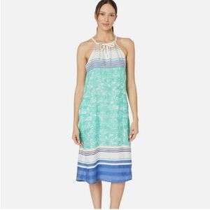 Prana Parisol Blue Green Aqua Canopy Halter Dress